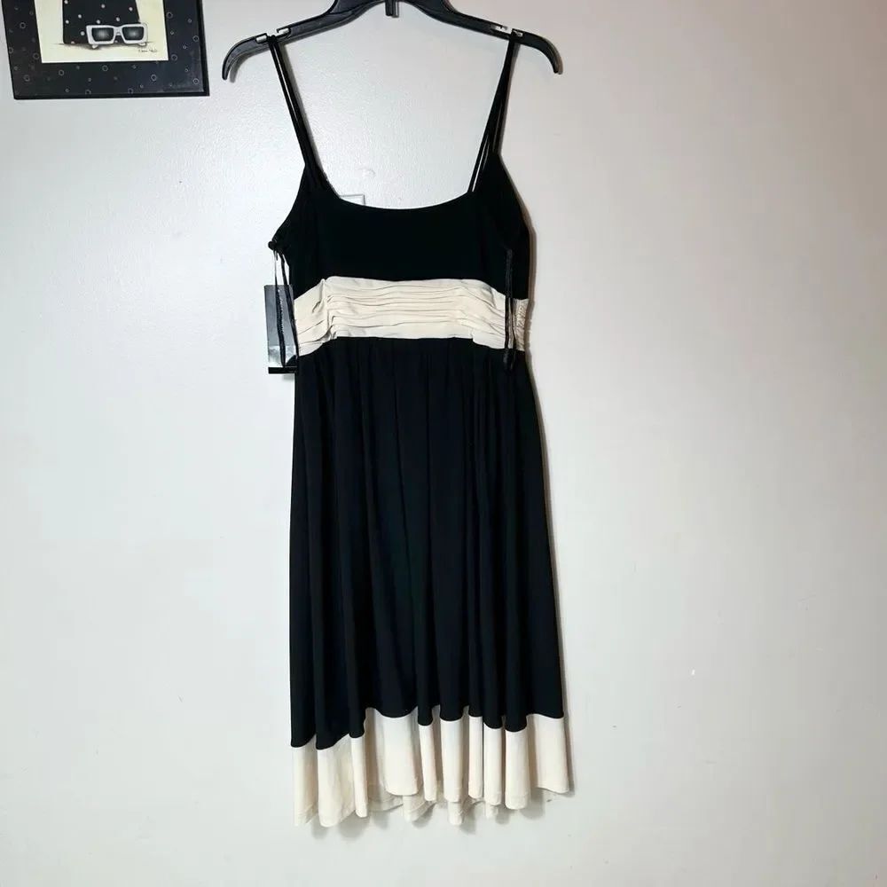 Jones New York Black and Cream Midi Dress